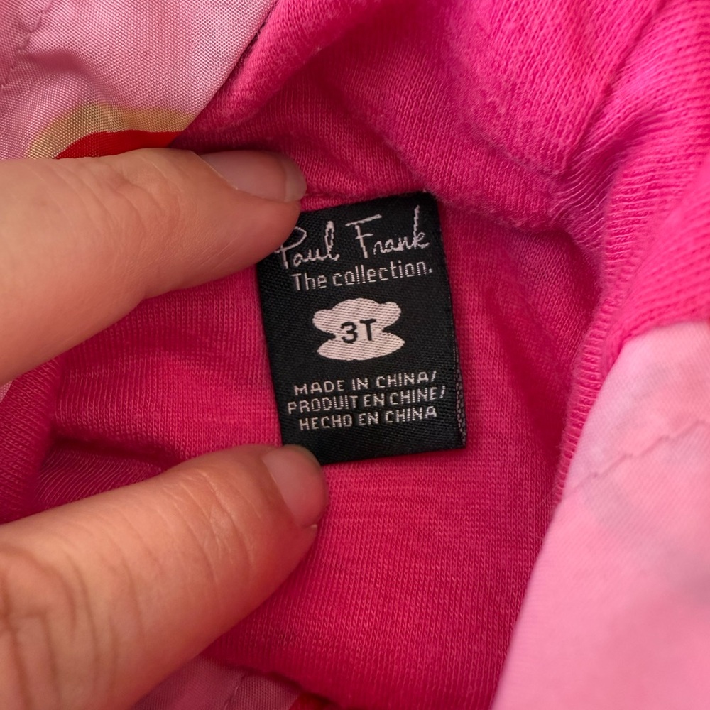 Kids Girls 3T Paul Frank Monkey Rainbows Pink Jacket Hooded Zip Up - Picture 5 of 6